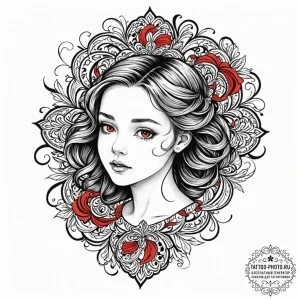 Child's portrait, tattoo flash sheet design,... - эскиз тату (№1753098169_0, 21.07.2025 11:42) — tattoo-photo.ru