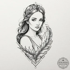 Tattoo design a virgo maiden holding a single... - эскиз тату (№1753098501_0, 21.07.2025 11:48) — tattoo-photo.ru