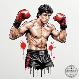 A neo-traditional portrait of rocky balboa, v... - эскиз тату (№1753098584_0, 21.07.2025 11:49) — tattoo-photo.ru