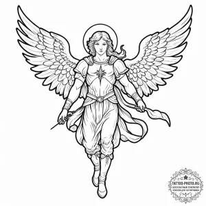 Archangel michael, tattoo drawing outline, on... - эскиз тату (№1753098916_0, 21.07.2025 11:55) — tattoo-photo.ru