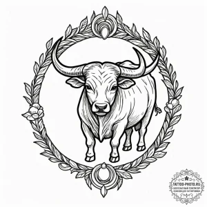 Tattoo design a taurus symbol intertwined wit... - эскиз тату (№1753107353_0, 21.07.2025 14:15) — tattoo-photo.ru