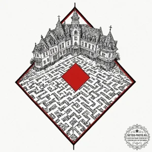 A linework tattoo of the overlook hotel carpe... - эскиз тату (№1753109990_0, 21.07.2025 14:59) — tattoo-photo.ru