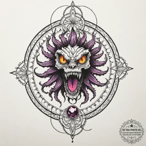 A trash polka sketch of the demogorgon, its f... - эскиз тату (№1753110075_0, 21.07.2025 15:01) — tattoo-photo.ru