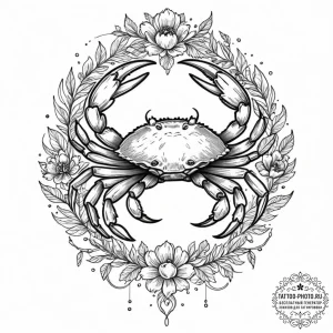 Tattoo design a cancer crab as a guardian of... - эскиз тату (№1753114894_0, 21.07.2025 16:21) — tattoo-photo.ru