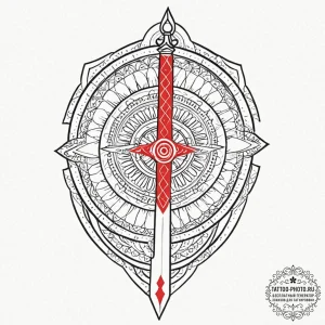 Shield and sword, tattoo line art, geometric... - эскиз тату (№1753119206_0, 21.07.2025 17:33) — tattoo-photo.ru