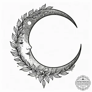 Crescent moon, ink illustration for tattoo, s... - эскиз тату (№1753119632_0, 21.07.2025 17:40) — tattoo-photo.ru