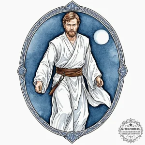 Watercolor sketch of obi-wan kenobi as a forc... - эскиз тату (№1753119803_0, 21.07.2025 17:43) — tattoo-photo.ru