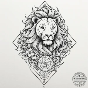 Tattoo sketch a zodiac animal (e.g., lion) wh... - эскиз тату (№1753120053_0, 21.07.2025 17:47) — tattoo-photo.ru
