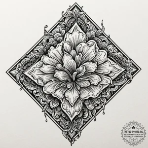 A close-up of a melting ice cube., tattoo fla... - эскиз тату (№1753120300_0, 21.07.2025 17:51) — tattoo-photo.ru