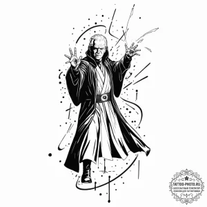 42. trash polka style portrait of emperor pal... - эскиз тату (№1753120634_0, 21.07.2025 17:57) — tattoo-photo.ru