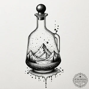 Tattoo sketch a bubbling potion bottle with a... - эскиз тату (№1753120798_0, 21.07.2025 17:59) — tattoo-photo.ru
