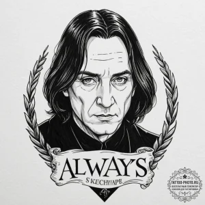 A graphic novel panel of severus snape, with... - эскиз тату (№1753121046_0, 21.07.2025 18:04) — tattoo-photo.ru