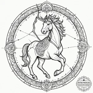 A sketch of a centaur archer, powerful and my... - эскиз тату (№1753121791_0, 21.07.2025 18:16) — tattoo-photo.ru