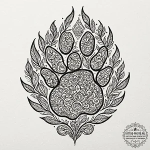 Tattoo design: a bear's paw print, with veles... - эскиз тату (№1753121873_0, 21.07.2025 18:17) — tattoo-photo.ru