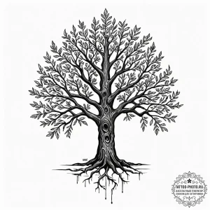 Tattoo sketch a stylized "ironwood" tree, sym... - эскиз тату (№1753122118_0, 21.07.2025 18:21) — tattoo-photo.ru