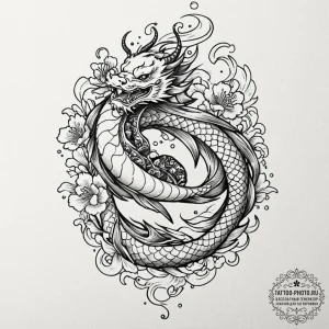 Dog, artistic tattoo sketch, irezumi japanese... - эскиз тату (№1753123443_0, 21.07.2025 18:44) — tattoo-photo.ru
