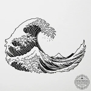 Tattoo design a traditional japanese wave pat... - эскиз тату (№1753123865_0, 21.07.2025 18:51) — tattoo-photo.ru