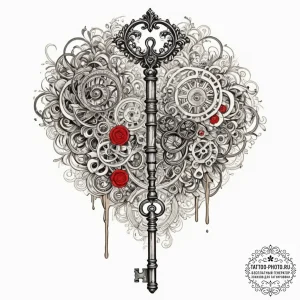 Tattoo sketch a vintage key with intricate de... - эскиз тату (№1753124370_0, 21.07.2025 18:59) — tattoo-photo.ru