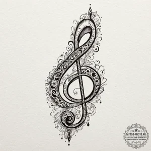 Bass clef, tattoo sketch design, muted color... - эскиз тату (№1753124455_0, 21.07.2025 19:00) — tattoo-photo.ru