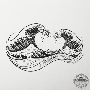 Tattoo sketch a wave that splits into two, on... - эскиз тату (№1753125130_0, 21.07.2025 19:12) — tattoo-photo.ru
