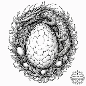 A sketch of a dragon egg, detailed and textur... - эскиз тату (№1753125301_0, 21.07.2025 19:15) — tattoo-photo.ru