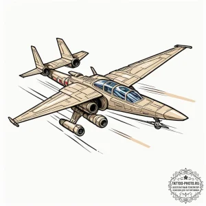 A linework tattoo of a podracer, showing spee... - эскиз тату (№1753125471_0, 21.07.2025 19:17) — tattoo-photo.ru
