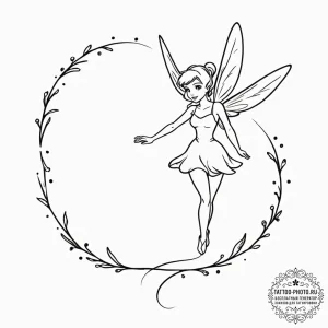 A sketch of tinkerbell, leaving a trail of pi... - эскиз тату (№1753125640_0, 21.07.2025 19:20) — tattoo-photo.ru