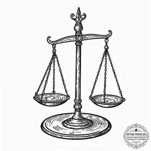 Tattoo sketch libra's scales tipping wildly w... - эскиз тату (№1753126065_0, 21.07.2025 19:27) — tattoo-photo.ru