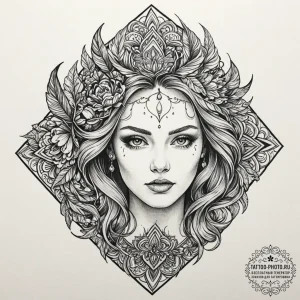 Tattoo sketch a unique pattern representing p... - эскиз тату (№1753127933_0, 21.07.2025 19:58) — tattoo-photo.ru