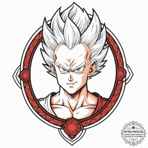 A neo-traditional portrait of vegeta from dra... - эскиз тату (№1753128273_0, 21.07.2025 20:04) — tattoo-photo.ru