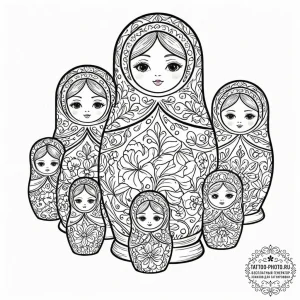 Tattoo design a set of russian dolls, represe... - эскиз тату (№1753131073_0, 21.07.2025 20:51) — tattoo-photo.ru