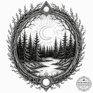 Tattoo sketch a glowing portal frame in a dar... - эскиз тату (№1753131497_0, 21.07.2025 20:58) — tattoo-photo.ru