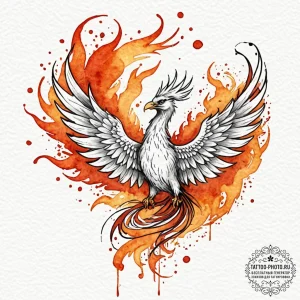 Tattoo design a phoenix rising from abstract... - эскиз тату (№1753131838_0, 21.07.2025 21:03) — tattoo-photo.ru