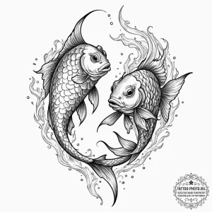 Tattoo design pisces fish, one made of glass,... - эскиз тату (№1753131924_0, 21.07.2025 21:05) — tattoo-photo.ru