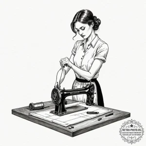 A photo of a tailor meticulously measuring fa... - эскиз тату (№1753132347_0, 21.07.2025 21:12) — tattoo-photo.ru