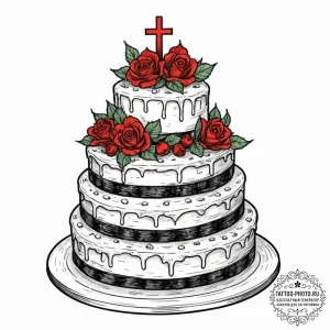 A close-up of the intricate icing on a weddin... - эскиз тату (№1753132518_0, 21.07.2025 21:15) — tattoo-photo.ru