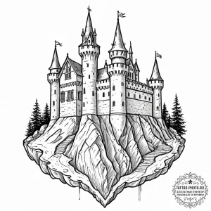 Tattoo sketch a medieval castle wall, strong... - эскиз тату (№1753132946_0, 21.07.2025 21:22) — tattoo-photo.ru