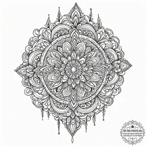 Tattoo sketch a stylized depiction of a mind,... - эскиз тату (№1753133807_0, 21.07.2025 21:36) — tattoo-photo.ru