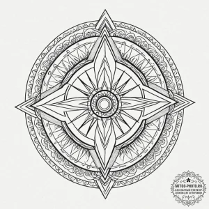 A neo-traditional design of the shuriken-like... - эскиз тату (№1753134824_0, 21.07.2025 21:53) — tattoo-photo.ru