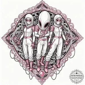 A sketch of the guards in their pink jumpsuit... - эскиз тату (№1753135062_0, 21.07.2025 21:57) — tattoo-photo.ru