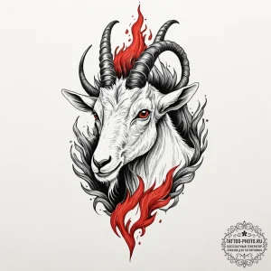 Tattoo design a capricorn goat-fish with a ti... - эскиз тату (№1753135452_0, 21.07.2025 22:04) — tattoo-photo.ru