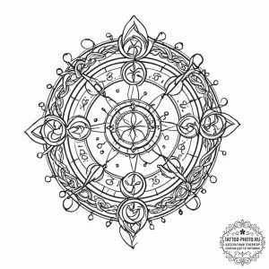 Tattoo design a zodiac glyph disguised as par... - эскиз тату (№1753135684_0, 21.07.2025 22:08) — tattoo-photo.ru