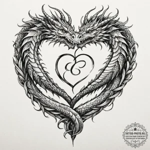 Tattoo sketch a dragon coiled around a signif... - эскиз тату (№1753136146_0, 21.07.2025 22:15) — tattoo-photo.ru