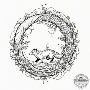 Fox, ink illustration for tattoo, on a clean... - эскиз тату (№1753136224_0, 21.07.2025 22:17) — tattoo-photo.ru