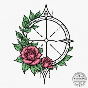 Tattoo design a stylized elven bow with a glo... - эскиз тату (№1753137481_0, 21.07.2025 22:38) — tattoo-photo.ru