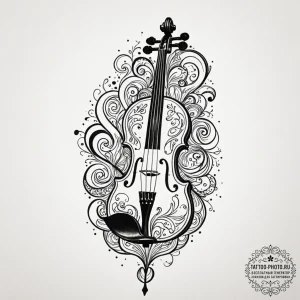 Tattoo design a classical music instrument (e... - эскиз тату (№1753137650_0, 21.07.2025 22:40) — tattoo-photo.ru