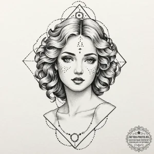 Aphrodite, tattoo line art, dotwork tattoo st... - эскиз тату (№1753137906_0, 21.07.2025 22:45) — tattoo-photo.ru