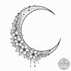 Tattoo design a crescent moon with a hidden c... - эскиз тату (№1753138499_0, 21.07.2025 22:54) — tattoo-photo.ru
