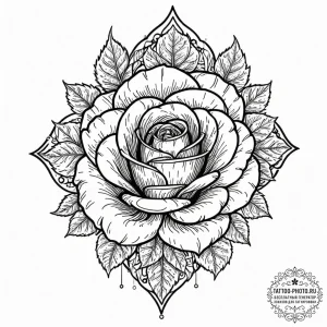 Black rose, tattoo drawing outline, black out... - эскиз тату (№1753138835_0, 21.07.2025 23:00) — tattoo-photo.ru