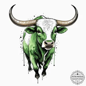 Tattoo design a serene taurus bull, with eart... - эскиз тату (№1753139603_0, 21.07.2025 23:13) — tattoo-photo.ru